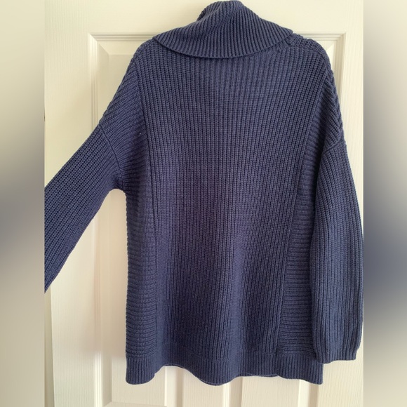 BCBGMaxAzria Sandrah Heather Navy Cowl Neck Turtleneck Knit Sweater - Picture 5 of 7